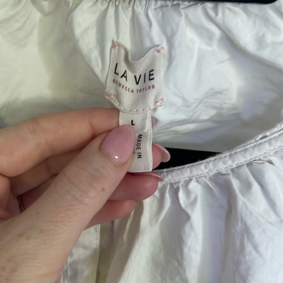 La Vie Rebecca Taylor Relaxed Eyelet Trim Blouse - Picture 2 of 4